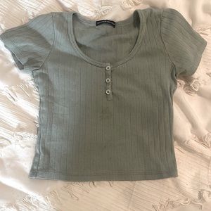 Brandy Melville Ribbed Green Zelly T-Shirt - Women's One Size